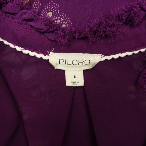 Anthropologie Pilcro Women's The Tavi Bottondown Blouse Purple Floral Sz S - Picture 5 of 9